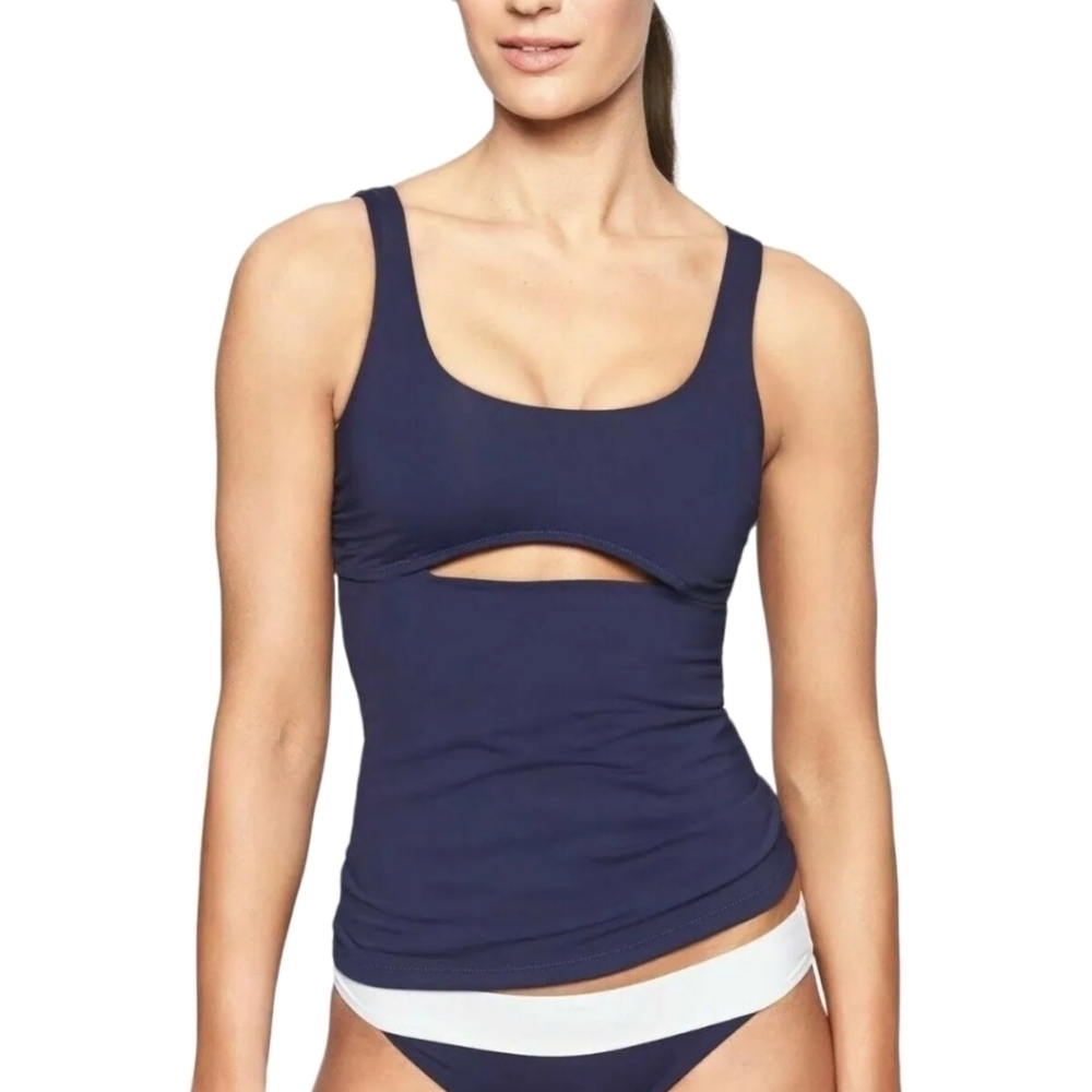 ATHLETA Mod Block Cutout Navy Tankini Size L